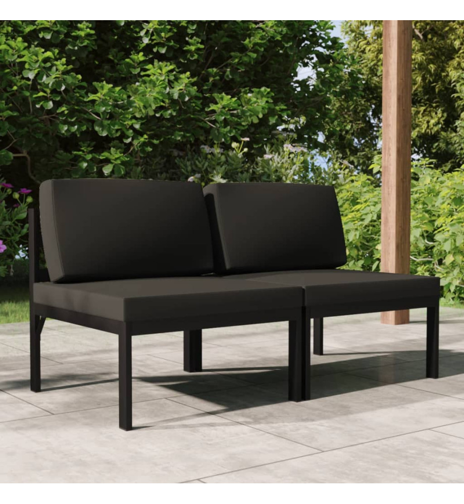 Canapé de jardin 2 places avec coussins Aluminium Anthracite Canapé de jardin 2 places avec coussins Aluminium Anthracite