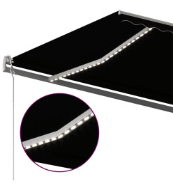 Auvent manuel rétractable avec LED 600x300 cm Anthracite