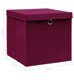 Boîtes de rangement 10 pcs Rouge foncé 32x32x32 cm Tissu