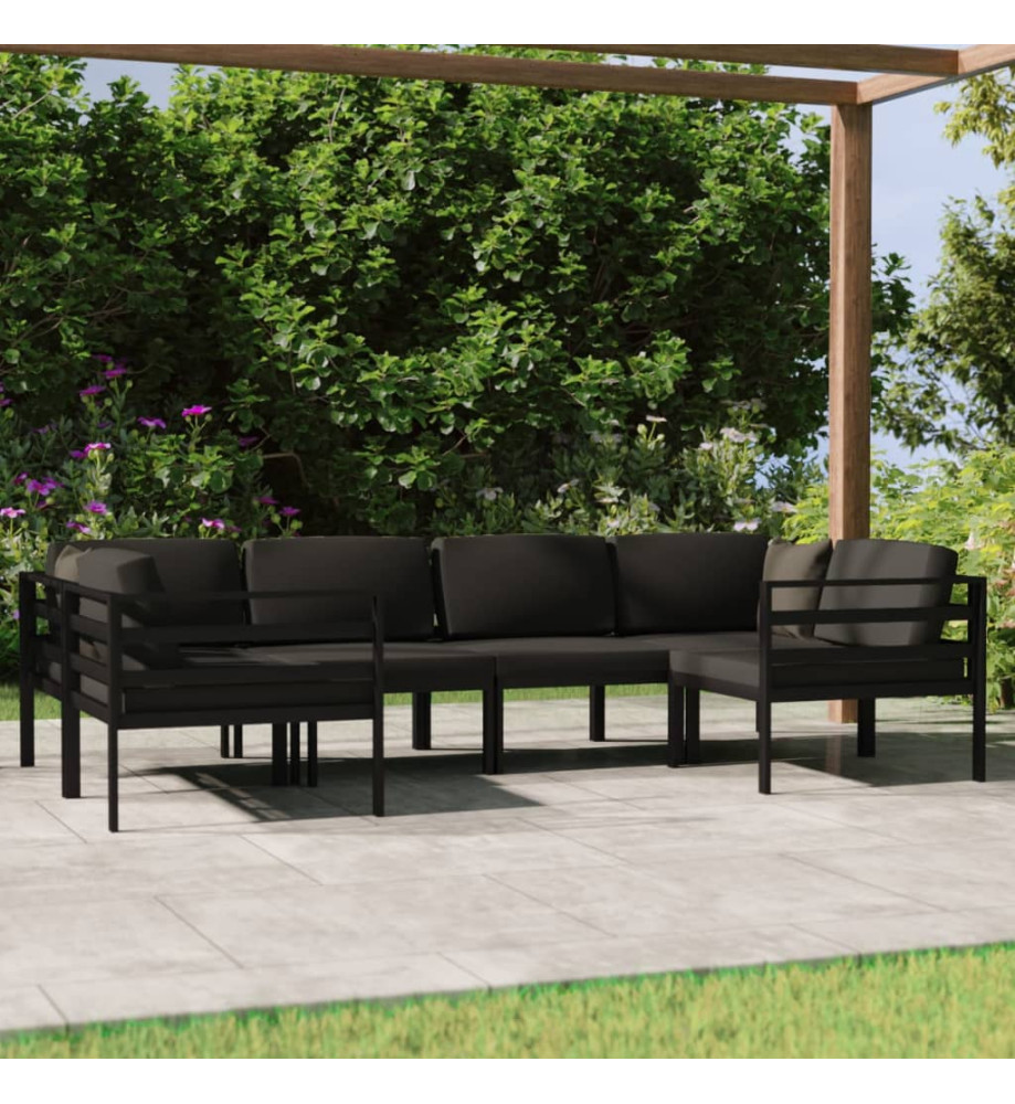 Salon de jardin 6 pcs avec coussins Aluminium Anthracite Salon de jardin 6 pcs avec coussins Aluminium Anthracite