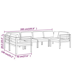 Salon de jardin 6 pcs avec coussins Aluminium Anthracite