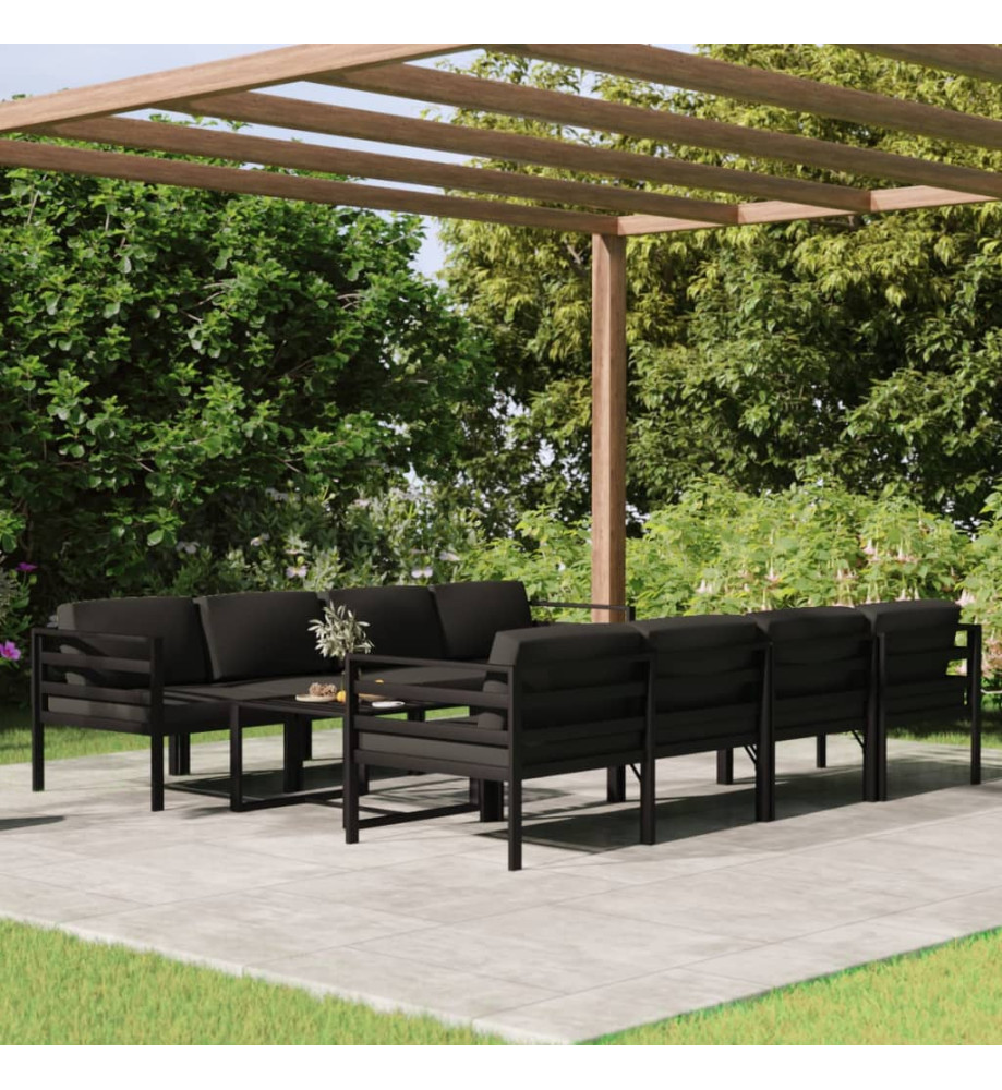 Salon de jardin 9 pcs avec coussins Aluminium Anthracite Salon de jardin 9 pcs avec coussins Aluminium Anthracite