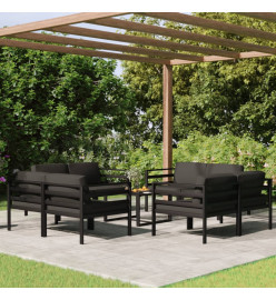Salon de jardin 9 pcs avec coussins Aluminium Anthracite