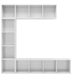 Jeu de bibliothèque/meuble TV 3 pcs Blanc brillant 180x30x180cm