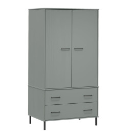 Garde-robe avec pieds en métal Gris 90x55x172,5 cm Bois OSLO