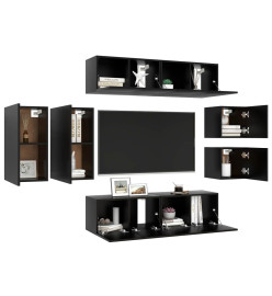 Ensemble de meuble TV 8 pcs Noir Aggloméré