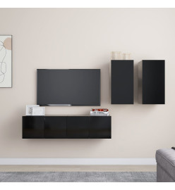 Ensemble de meuble TV 4 pcs Noir Aggloméré