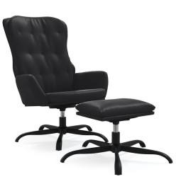 Chaise de relaxation avec repose-pied Noir Similicuir