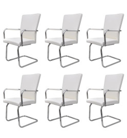 Chaises à manger cantilever lot de 6 blanc similicuir