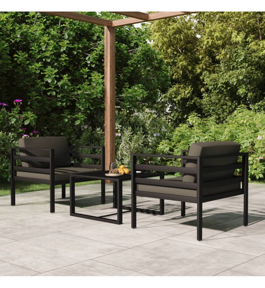Salon de jardin 3 pcs avec coussins Aluminium Anthracite Salon de jardin 3 pcs avec coussins Aluminium Anthracite