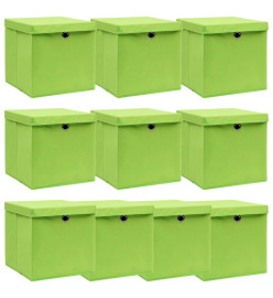 Boîtes de rangement avec couvercles 10pcs Vert 32x32x32cm Tissu