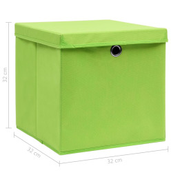 Boîtes de rangement avec couvercles 10pcs Vert 32x32x32cm Tissu