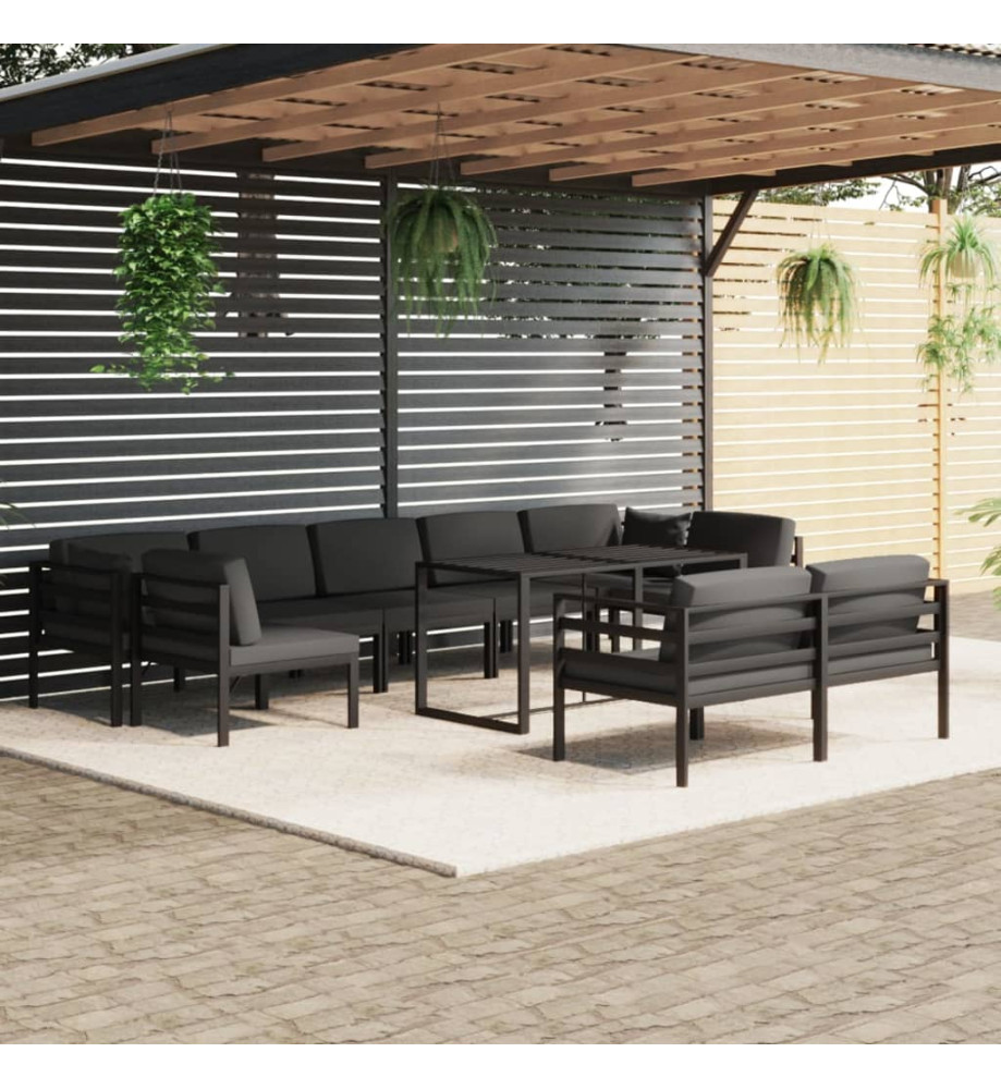 Salon de jardin 10 pcs avec coussins Aluminium Anthracite Salon de jardin 10 pcs avec coussins Aluminium Anthracite