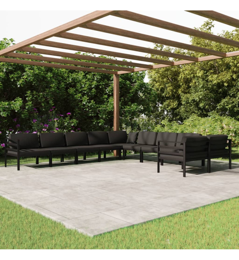 Salon de jardin 10 pcs avec coussins Aluminium Anthracite Salon de jardin 10 pcs avec coussins Aluminium Anthracite