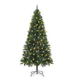 Arbre de Noël artificiel pré-éclairé pommes de pin vert 180 cm