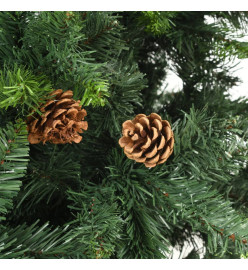 Arbre de Noël artificiel pré-éclairé pommes de pin vert 180 cm