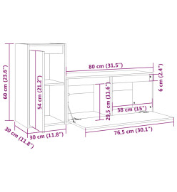 Meubles TV 2 pcs Marron miel Bois massif de pin