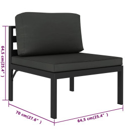 Salon de jardin 6 pcs avec coussins Aluminium Anthracite
