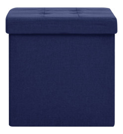 Tabouret de rangement pliable Bleu Faux lin