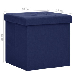 Tabouret de rangement pliable Bleu Faux lin