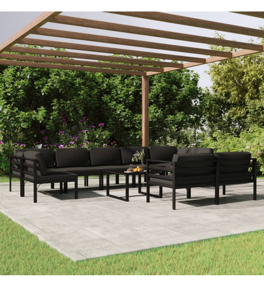 Salon de jardin 10 pcs avec coussins Aluminium Anthracite Salon de jardin 10 pcs avec coussins Aluminium Anthracite