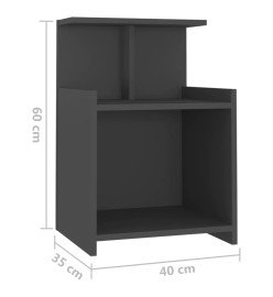 Table de chevet Gris 40x35x60 cm Aggloméré