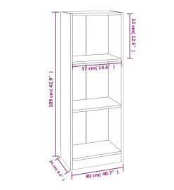 Bibliothèque 3 niveaux Chêne marron 40x24x109cm Bois ingénierie