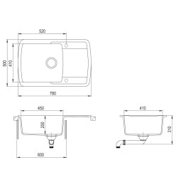 Évier de cuisine Granit Seul lavabo Blanc