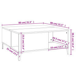 Table basse noir 80x80x36,5 cm bois d'ingénierie