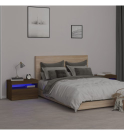 Tables de chevet 2 pcs et lumières LED Chêne marron 60x35x40 cm