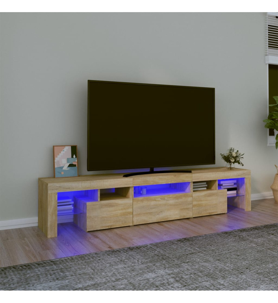 Meuble TV avec lumières LED Chêne sonoma 200x36,5x40 cm