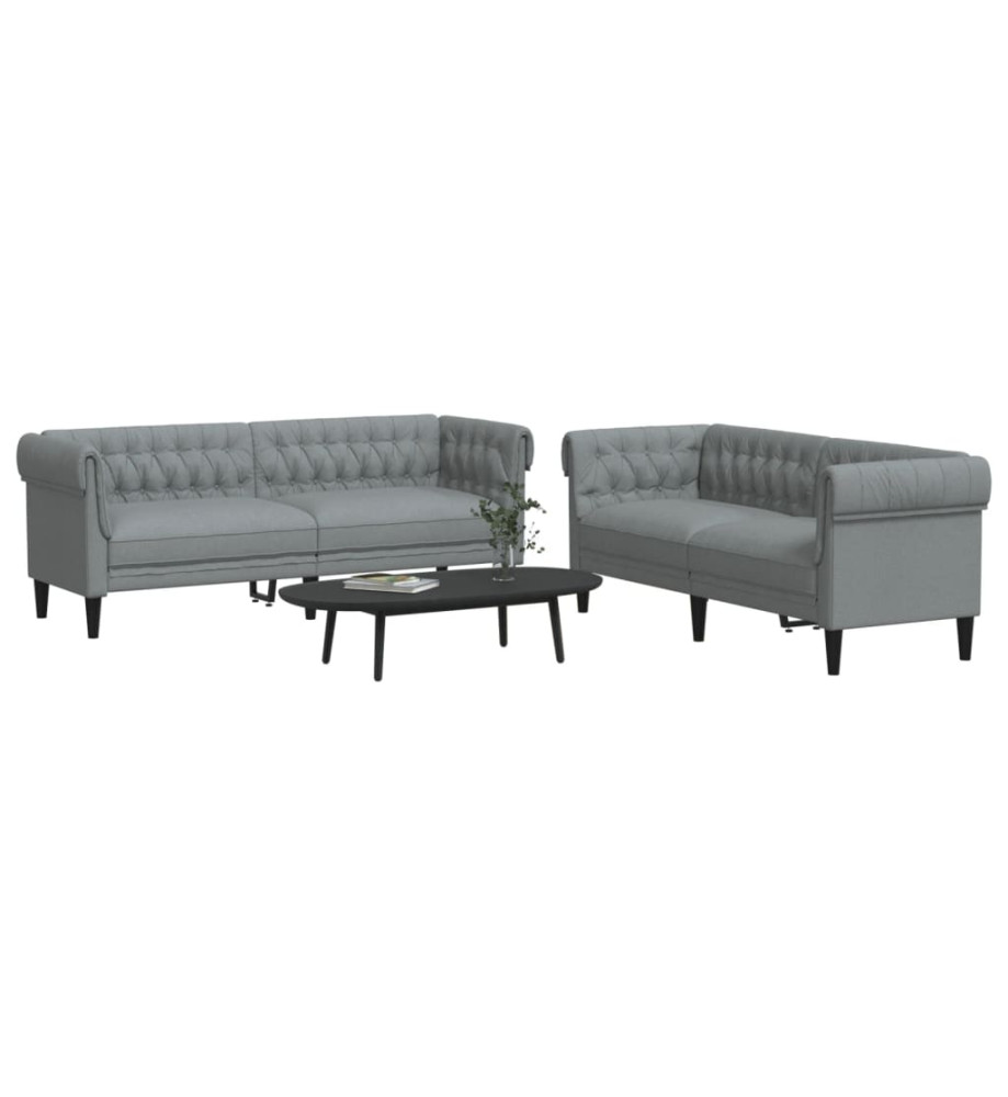 Ensemble de canapés 2 pcs gris clair tissu