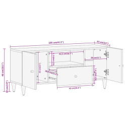 Meuble TV 105x33x46 cm Bois massif de manguier