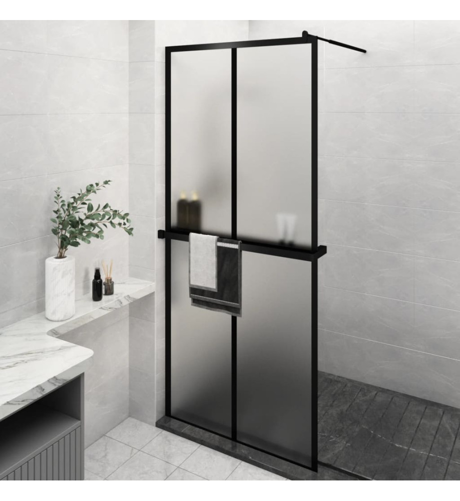 Paroi de douche avec étagère Noir 90x195 cm Verre ESG&Aluminium