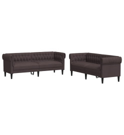 Ensemble de canapés 2 pcs marron foncé tissu