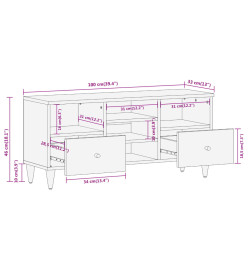 Meuble TV 100x33x46 cm bois massif de manguier