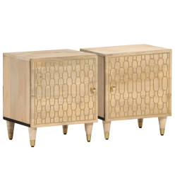 Tables de chevet 2 pcs 40x33x46 cm Bois de manguier solide