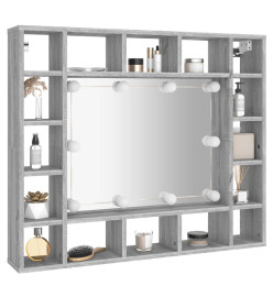 Armoire à miroir avec LED Sonoma gris 91x15x76,5 cm