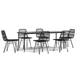 Ensemble à dîner de jardin 7 pcs Noir Résine tressée