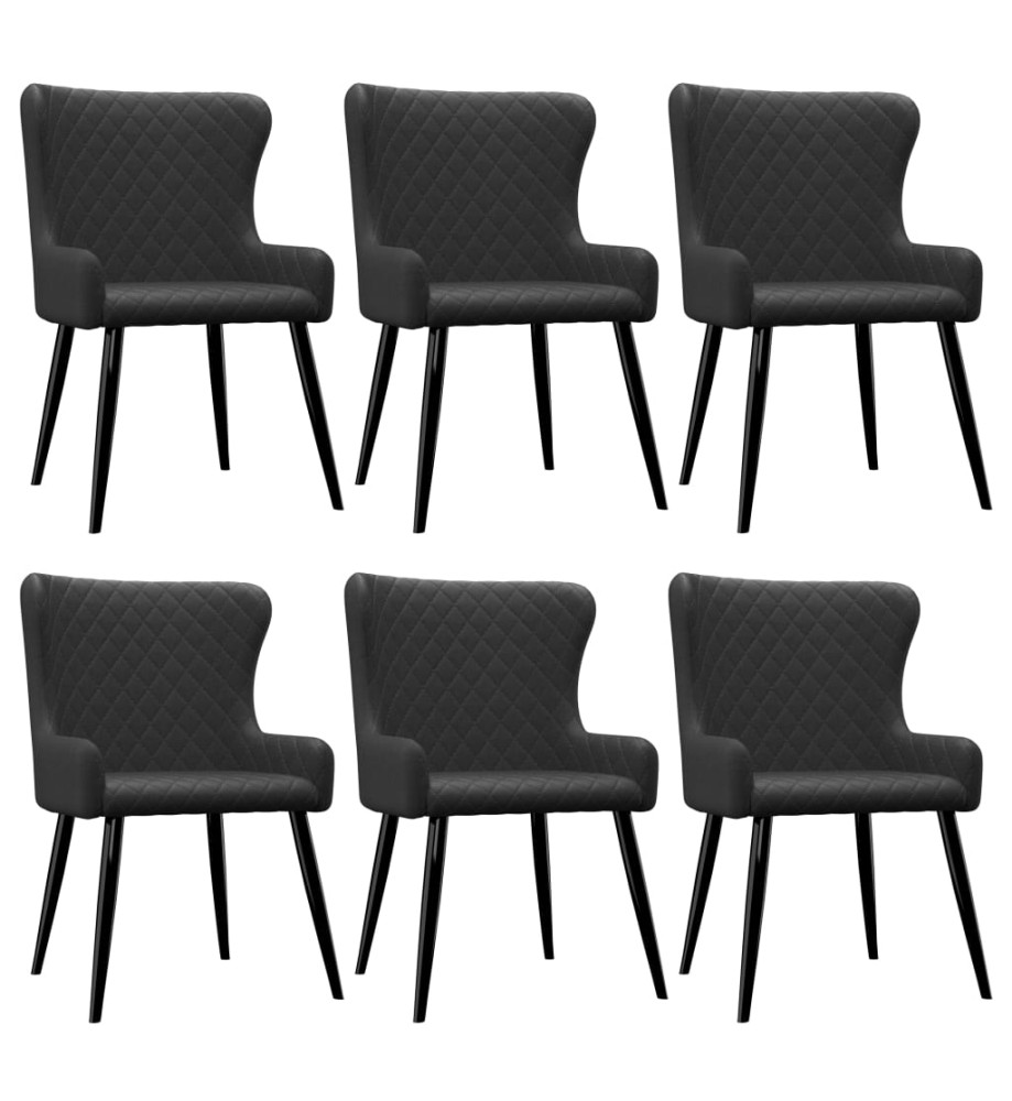 Chaises à manger lot de 6 noir tissu