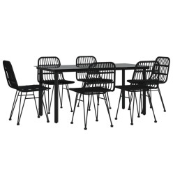 Ensemble à dîner de jardin 7 pcs Noir Résine tressée