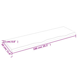 Comptoir de salle de bain 100x30x2 cm bois massif non traité