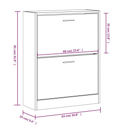 Armoire à chaussures Gris béton 63x24x81 cm Bois d'ingénierie