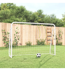 But de football et filet blanc 214x75x152 cm acier et polyester