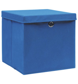 Boîtes de rangement avec couvercles 10 pcs 28x28x28 cm Bleu