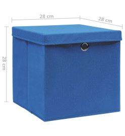 Boîtes de rangement avec couvercles 10 pcs 28x28x28 cm Bleu