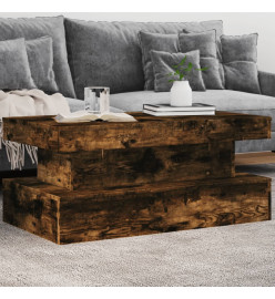 Table basse avec lumières LED chêne fumé 90x50x40 cm