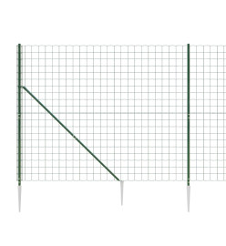 Clôture en treillis métallique et piquet d'ancrage vert 1,4x10m