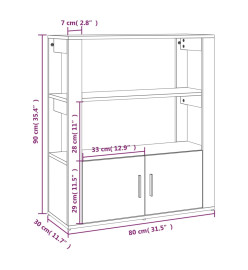 Buffet Blanc brillant 80x30x90 cm Bois d'ingénierie