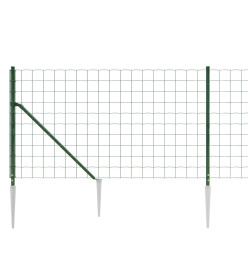 Clôture en treillis métallique et piquet d'ancrage vert 1x25 m